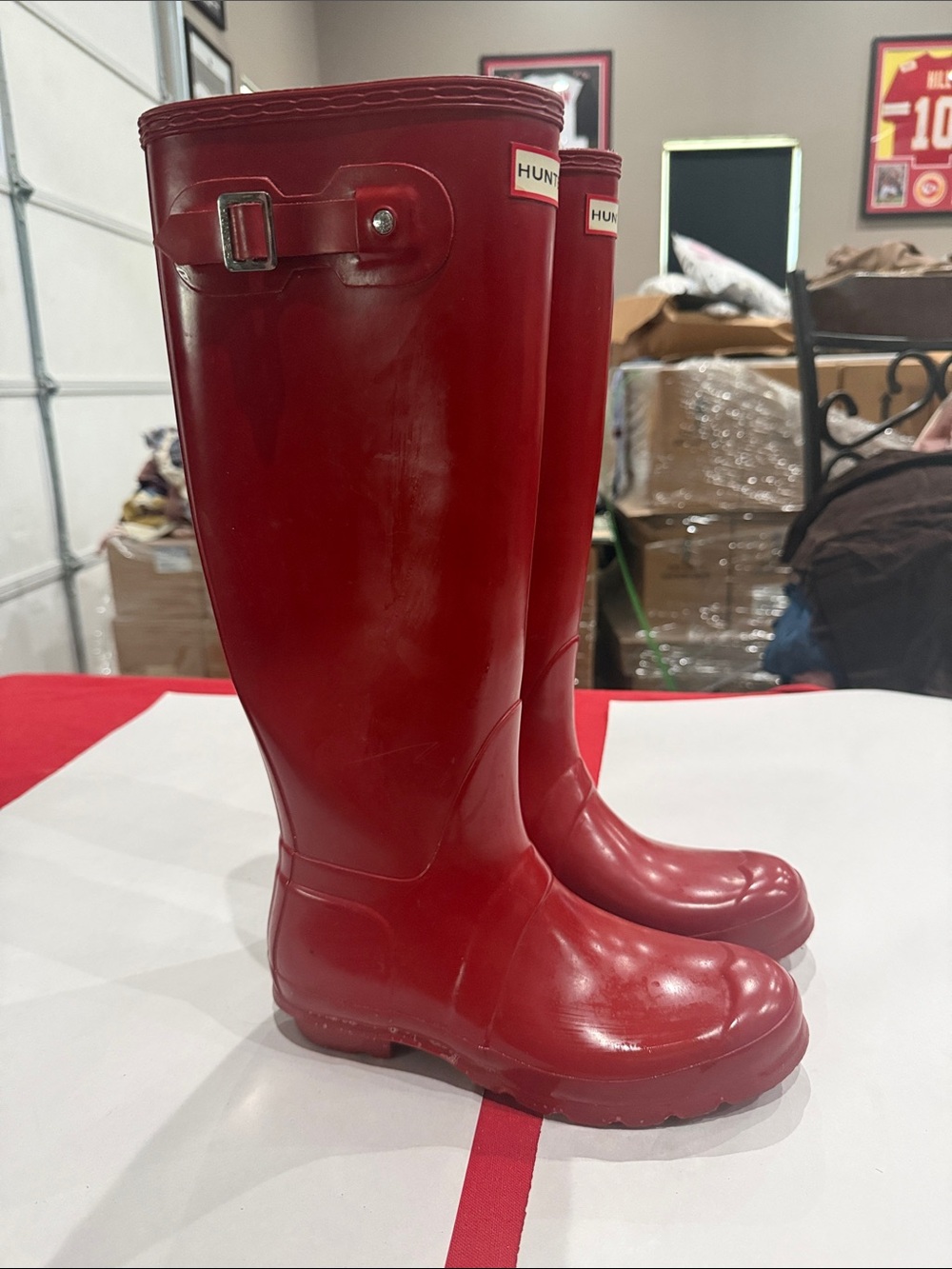 Hunter Red Gloss Tall Rubber Rain Boots